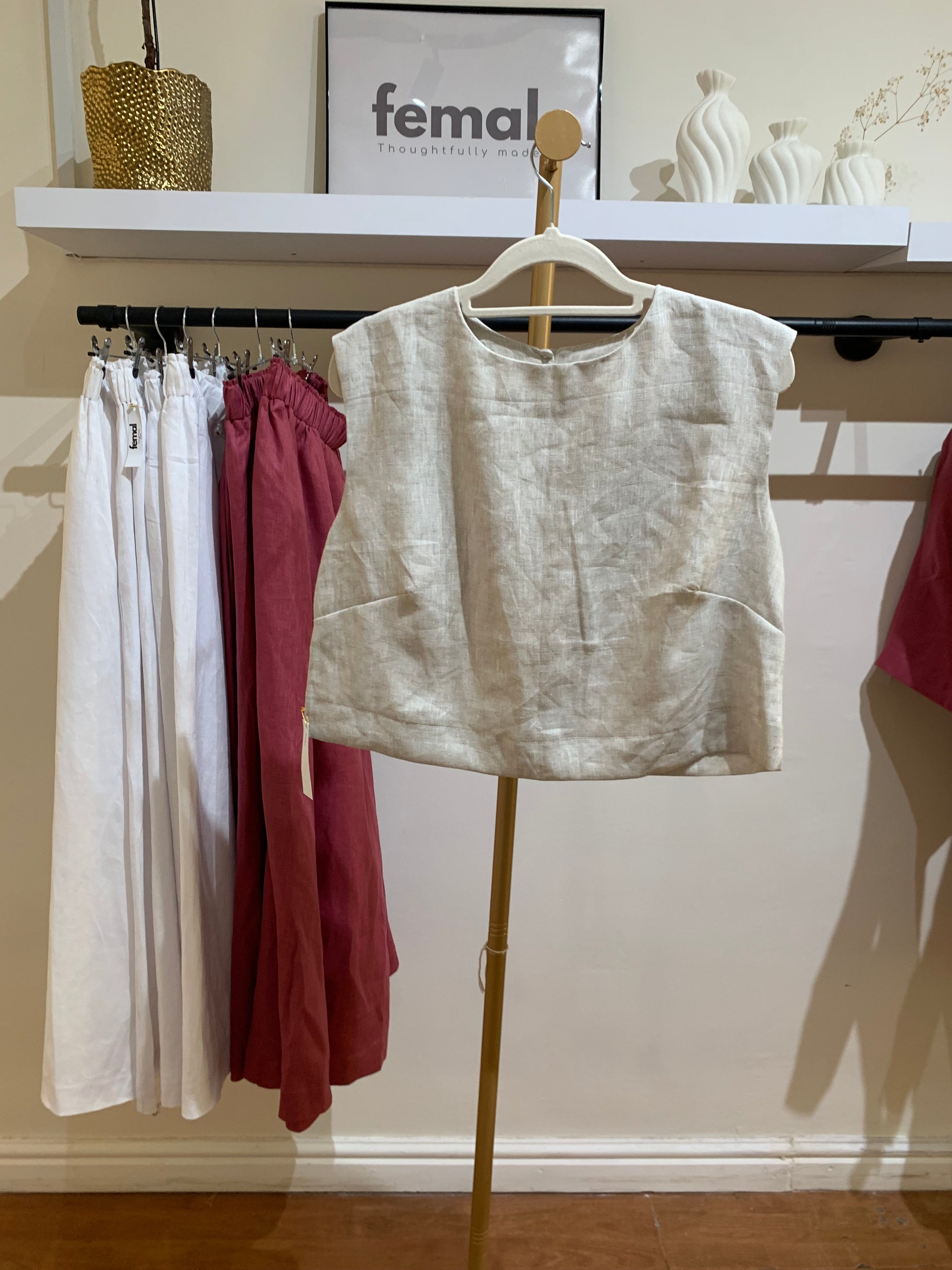 Black 100% Linen Tailored Midi