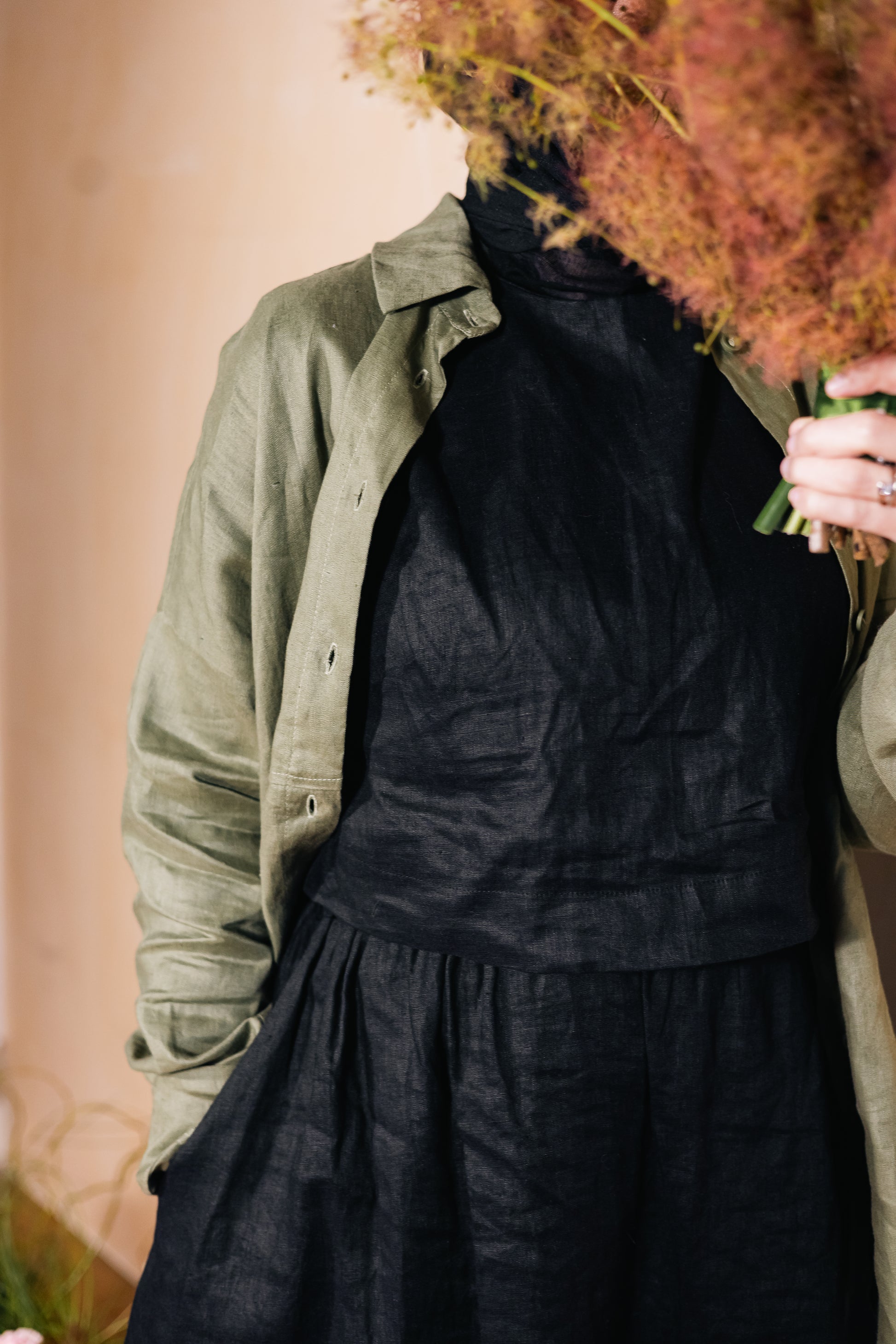 Khaki 100% Linen Shirt