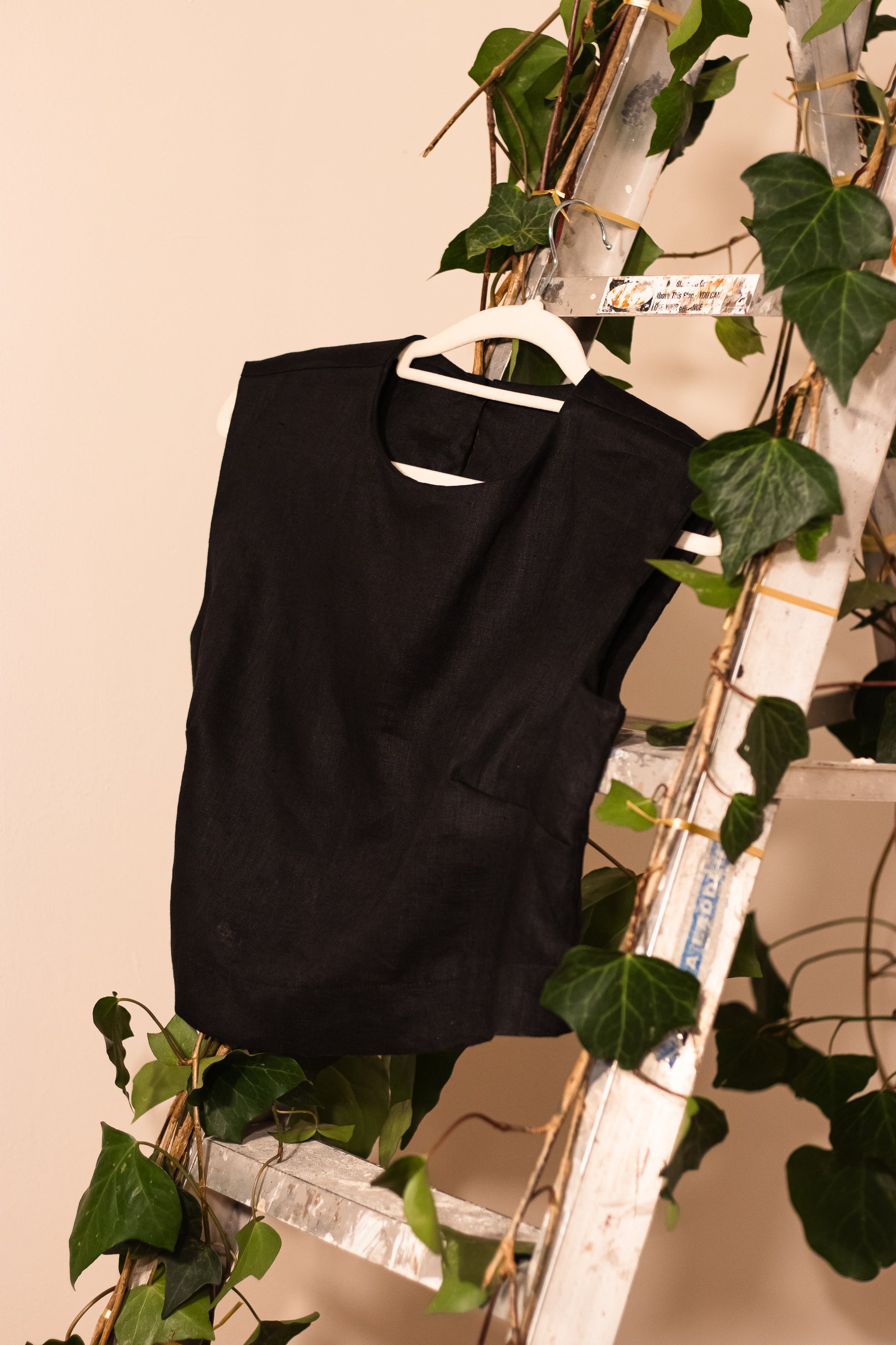 Black 100% Linen Tailored Midi