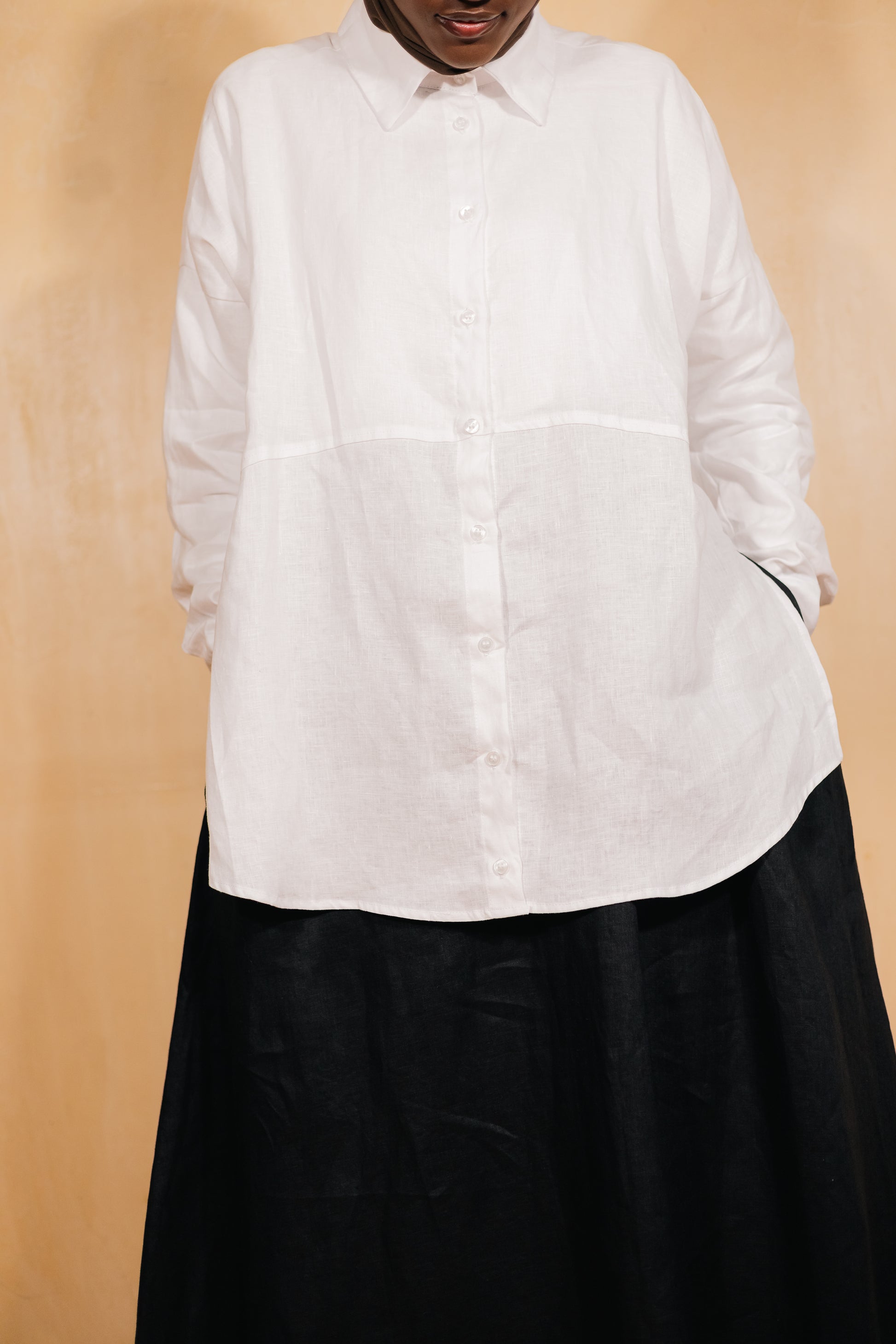 White 100% Linen Oversized Shirt