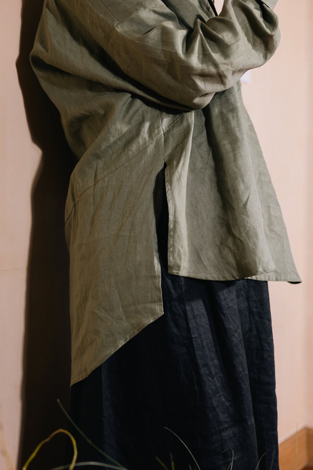 Khaki 100% Linen Shirt