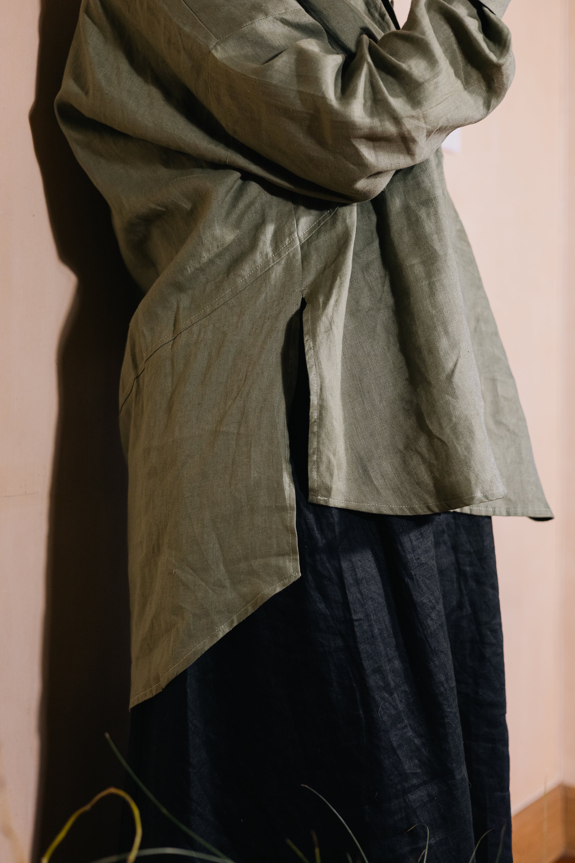 Khaki 100% Linen Shirt