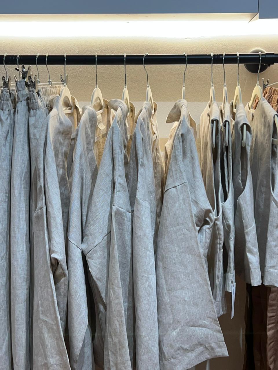 Oatmeal 100% Linen Long Skirt