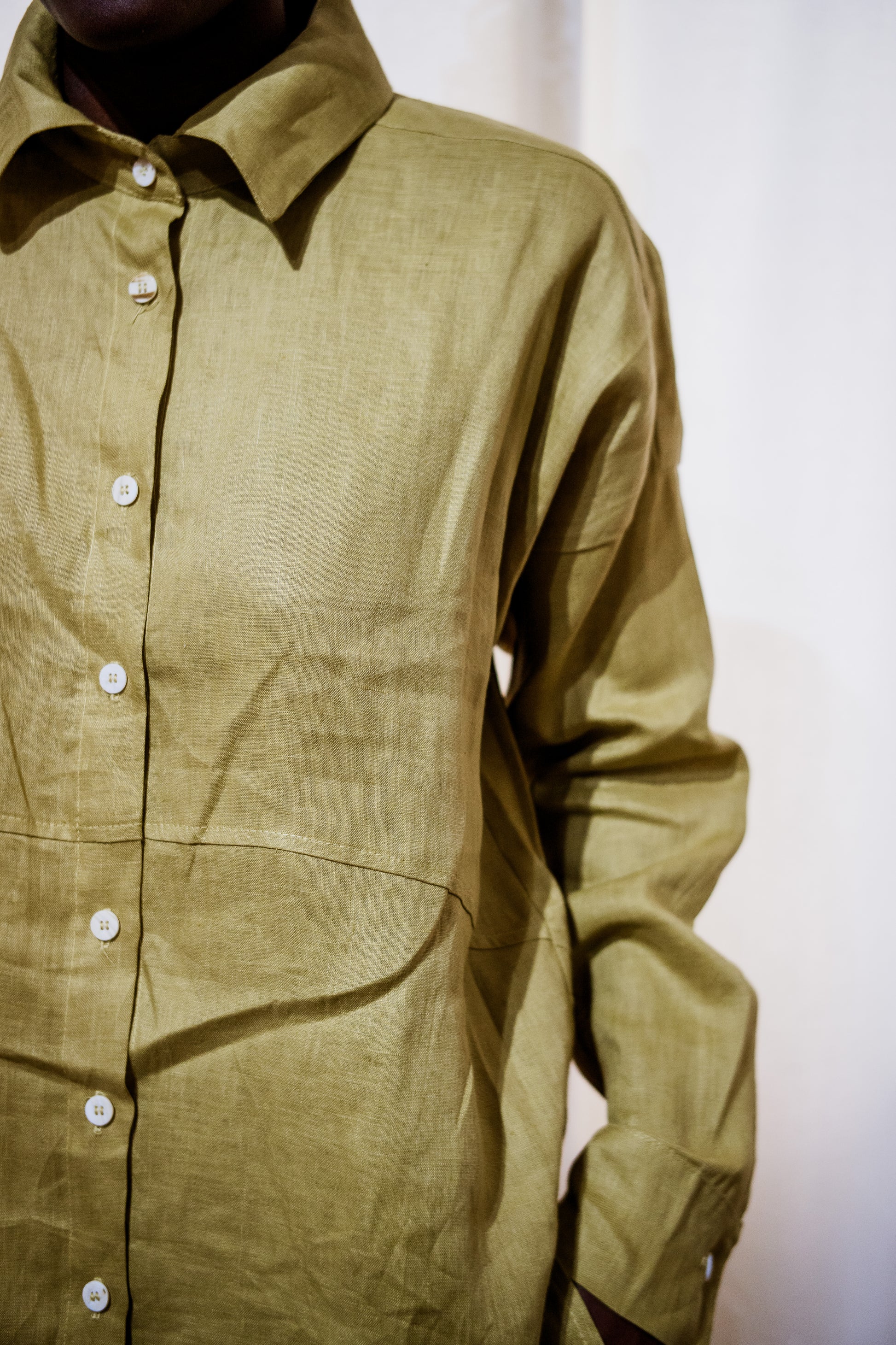 Chartreuse  100% Linen Oversized Shirt