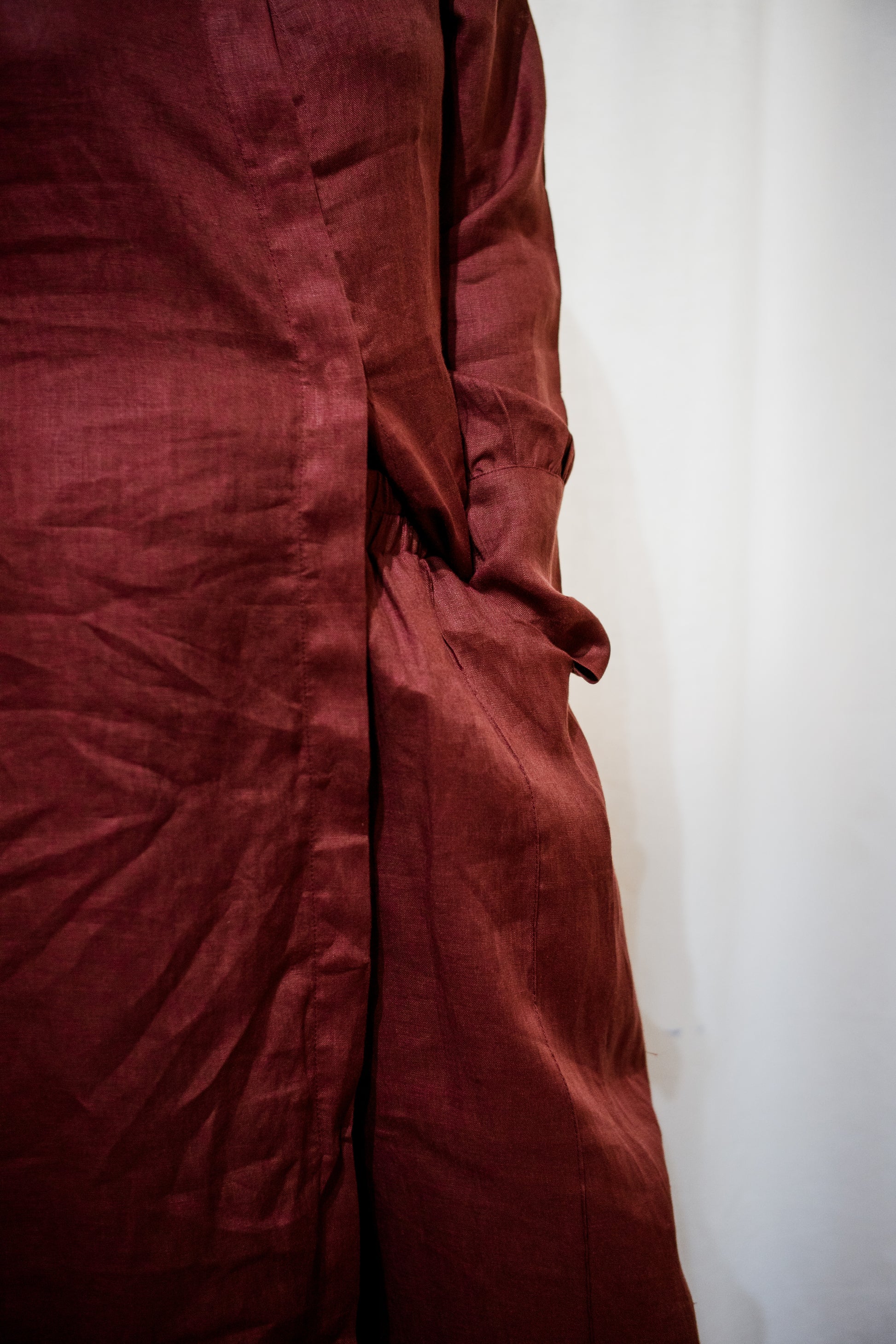 Maroon 100% Linen Pants
