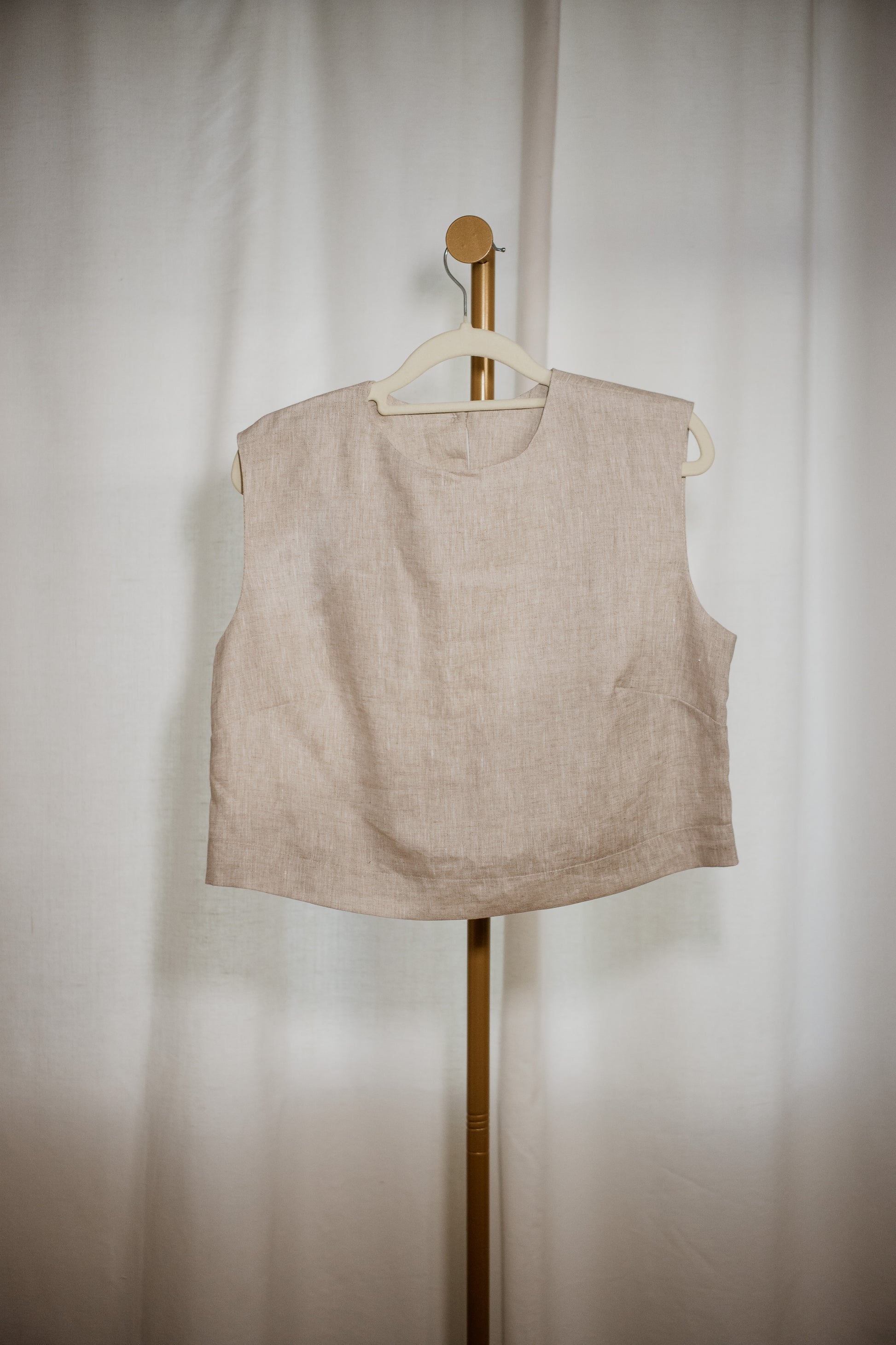 Oatmeal 100% Linen Tailored Midi