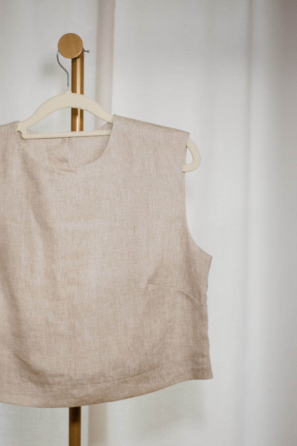 Oatmeal 100% Linen Tailored Midi