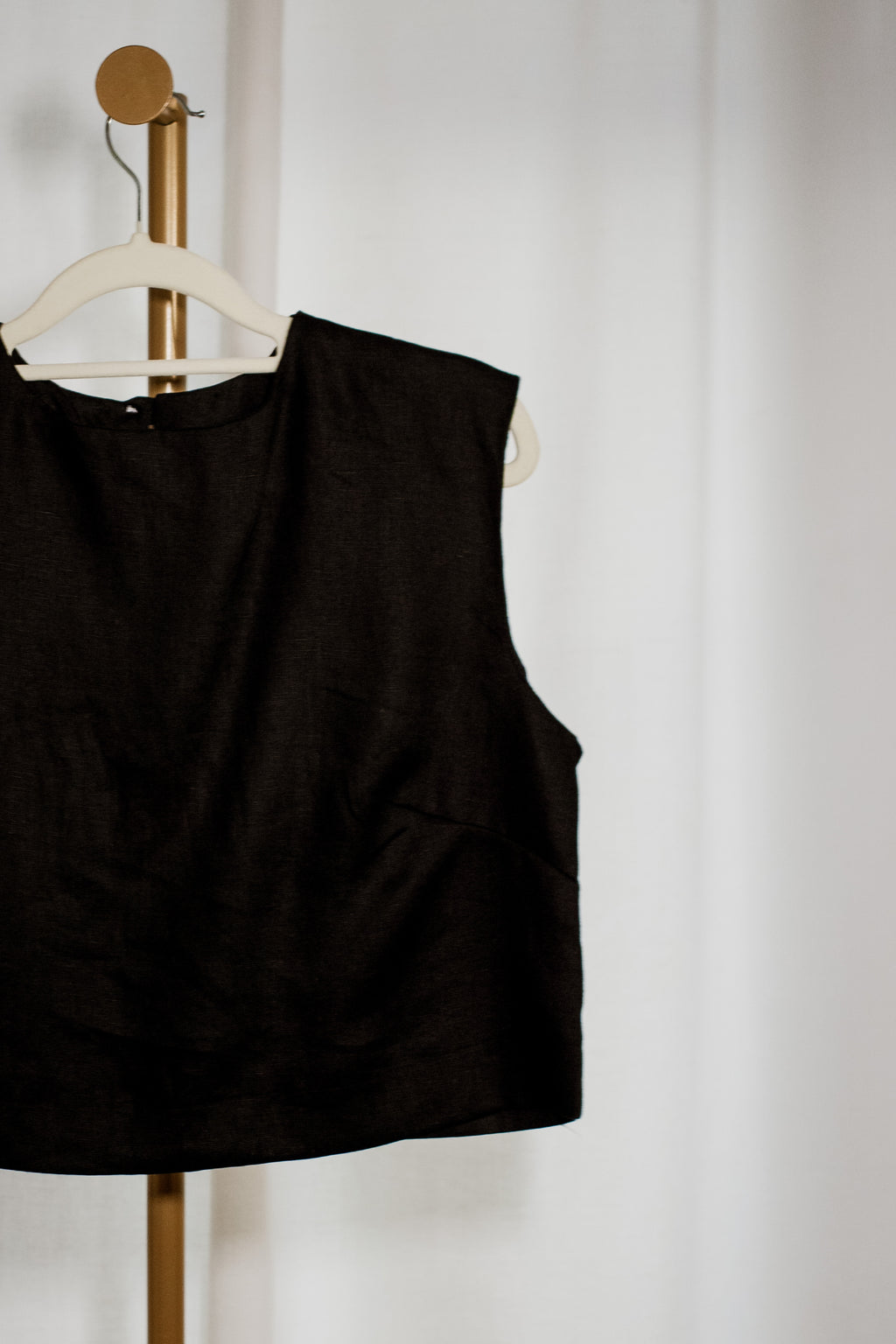 Black 100% Linen Tailored Midi