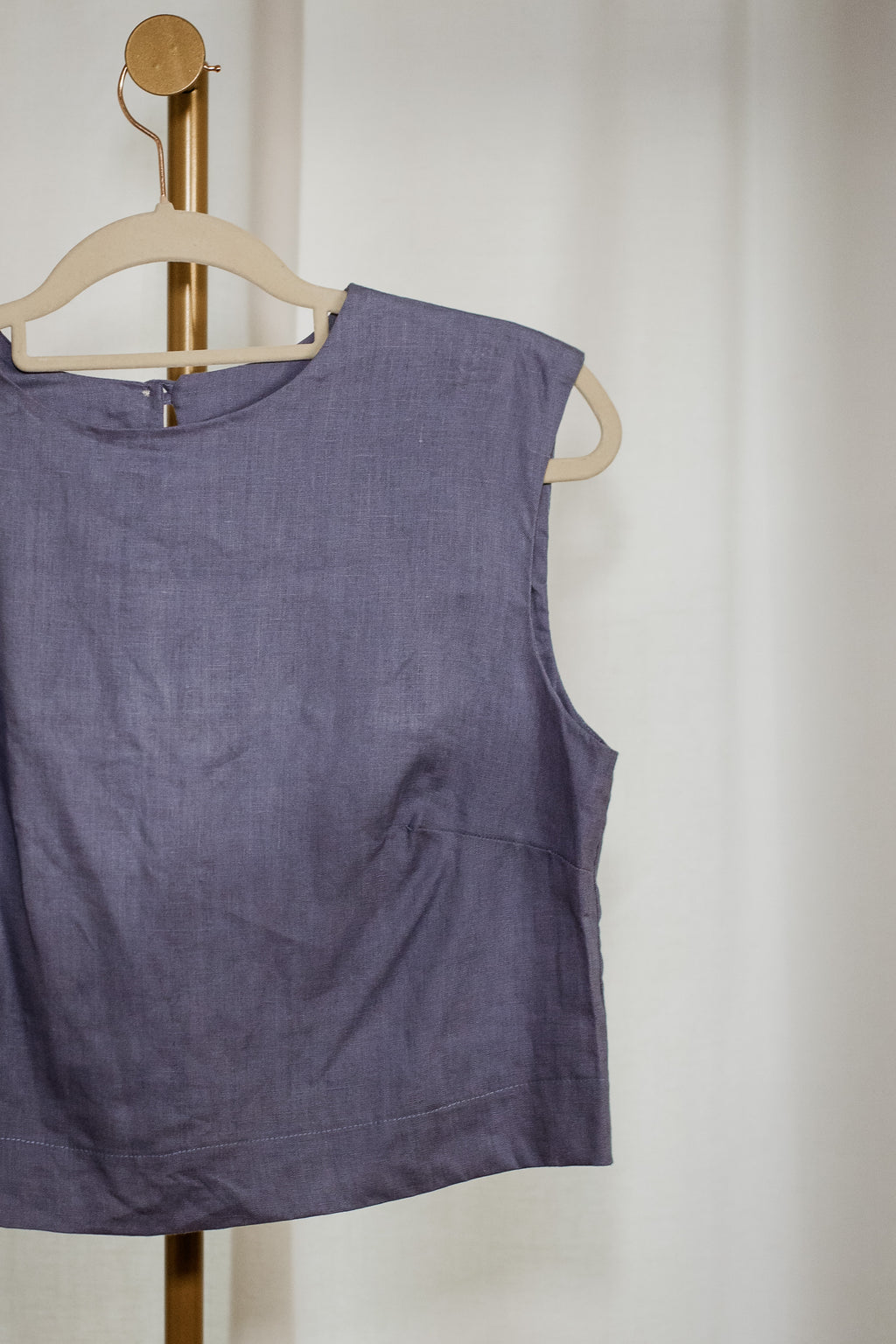 Blue 100% Linen Tailored Midi