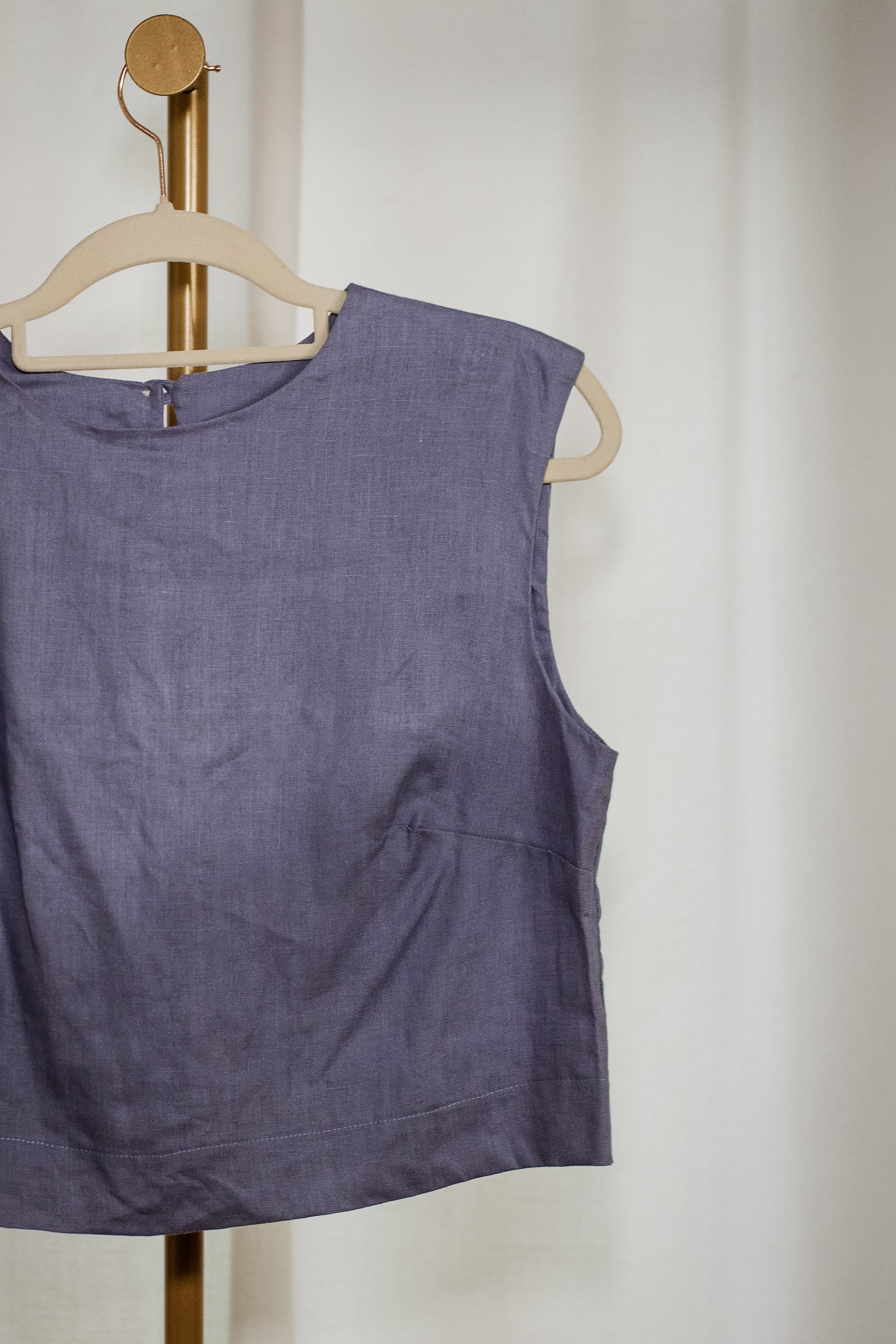 Blue 100% Linen Tailored Midi