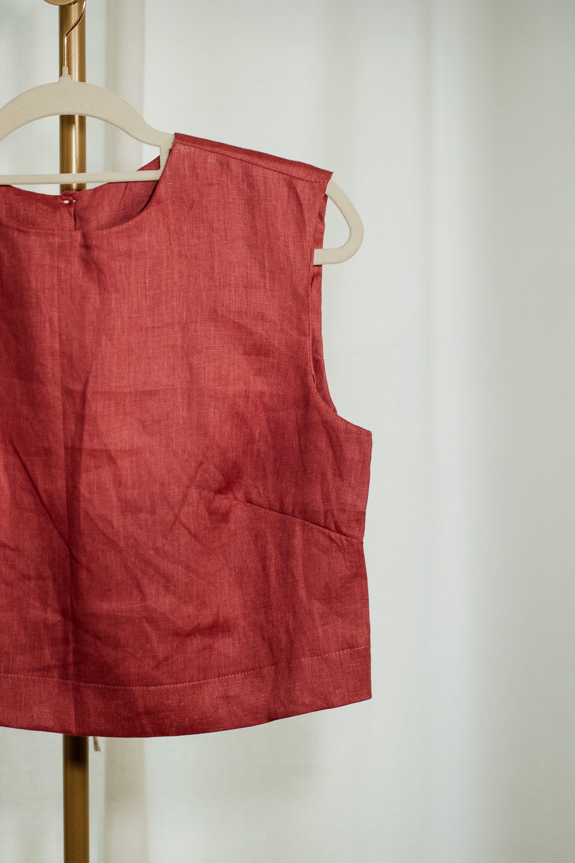 Raspberry 100% Linen Tailored Midi