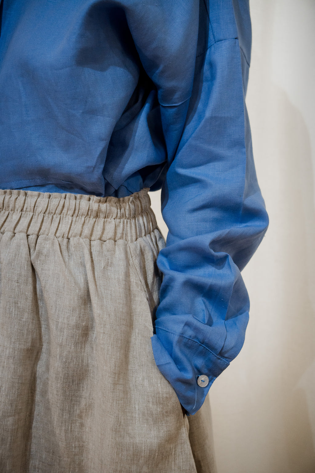 Blue  100% Linen Oversized Shirt